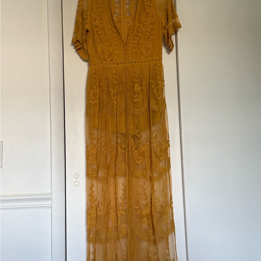 Mustard Lace Dress - Picture 2 of 4